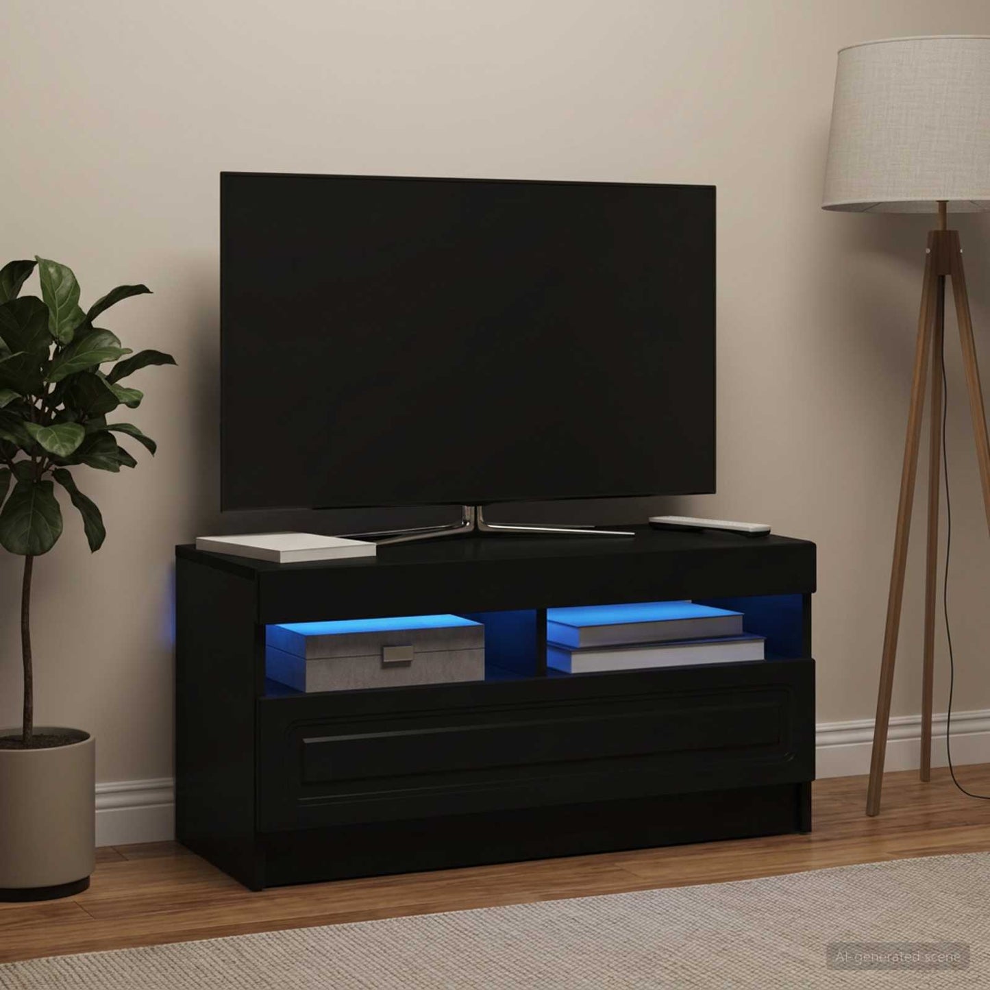 LED-TV-Schrank Schwarz Holzwerkstoff