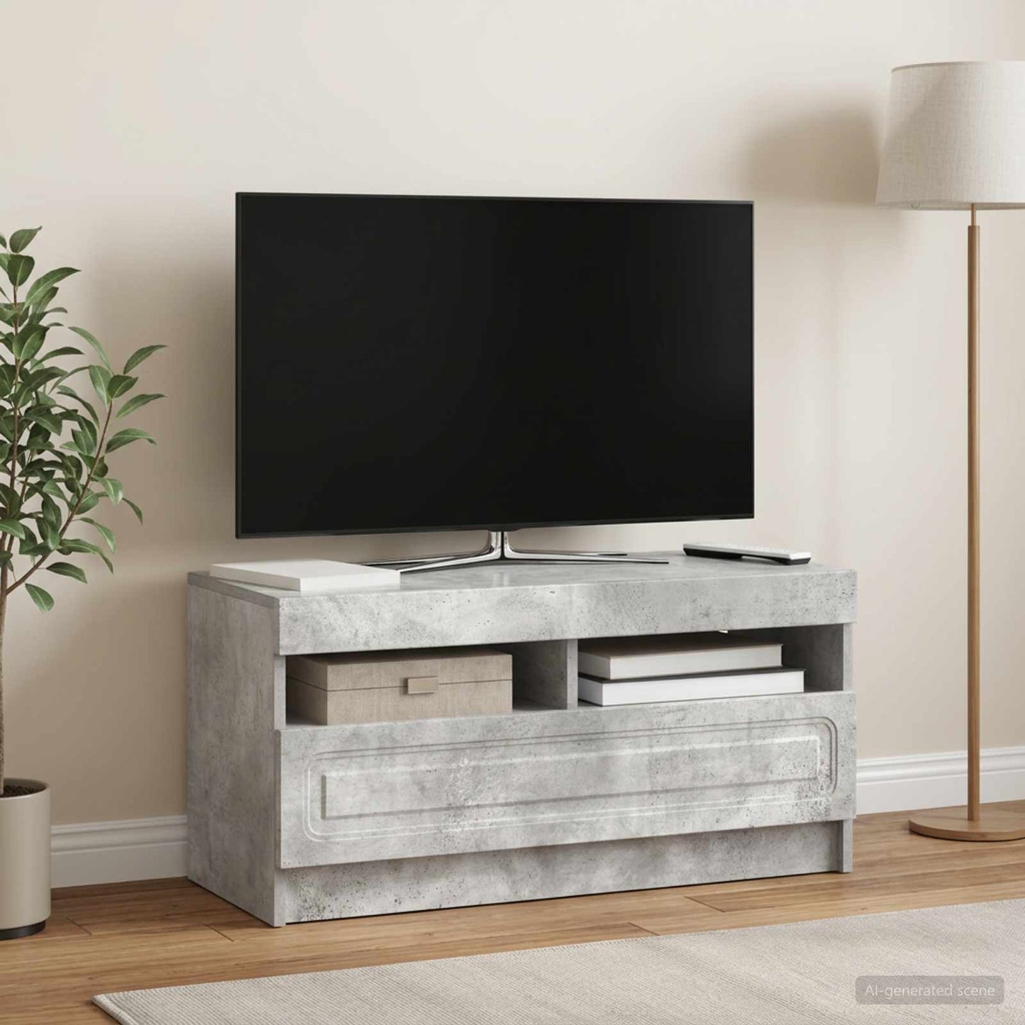 LED-TV-Schrank Betongrau Holzwerkstoff