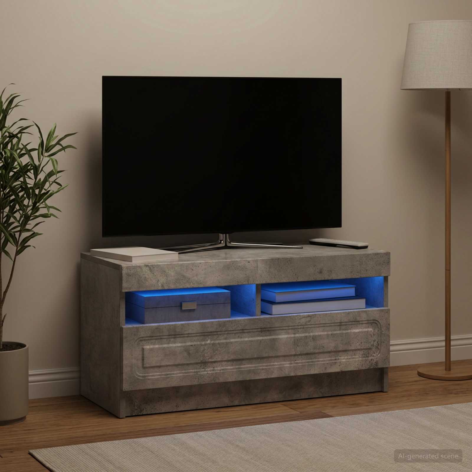 LED-TV-Schrank Betongrau Holzwerkstoff