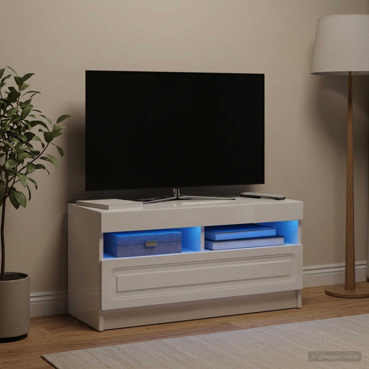 LED-TV-Schrank Hochglanz Weiß Holzwerkstoff