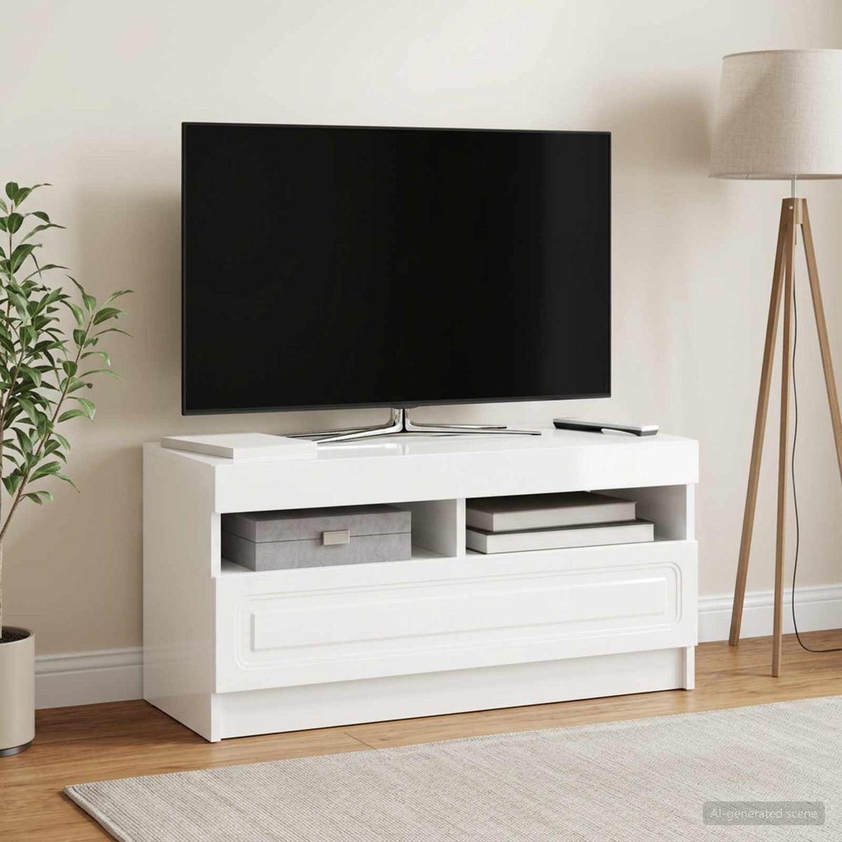 LED-TV-Schrank Hochglanz Weiß Holzwerkstoff