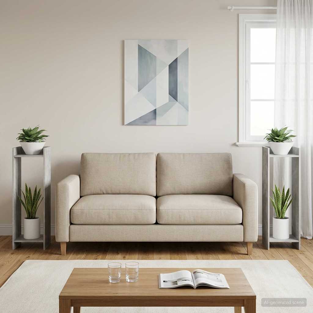 Pflanzenständer 2 Stk. Betongrau 30 x 30 x 100 cm Holzwerkstoff