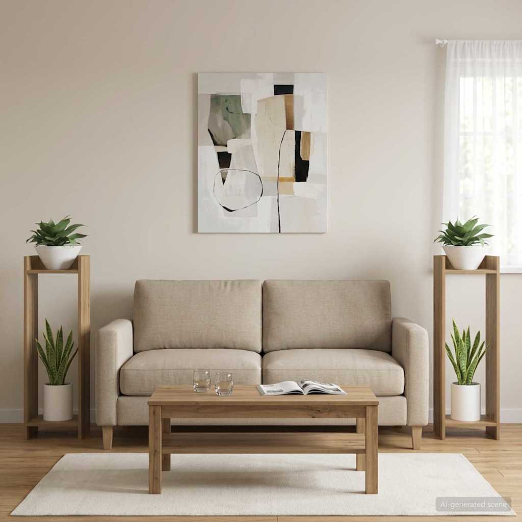 Pflanzenständer 2 Stk. Artisan-Eiche 30 x 30 x 100 cm