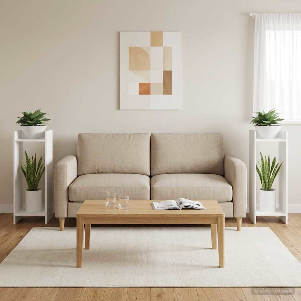 Pflanzenständer 2 Stk. Weiß 30 x 30 x 80 cm Holzwerkstoff