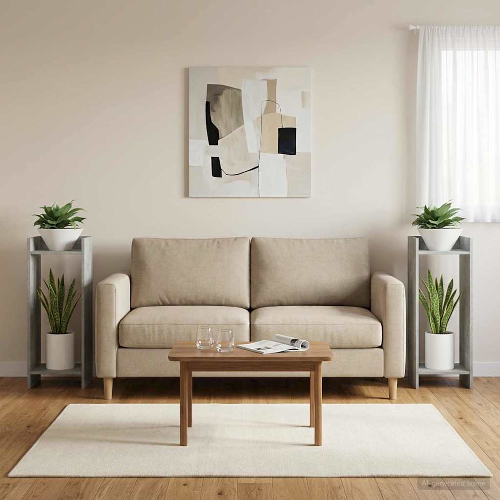 Pflanzenständer 2 Stk. Betongrau 30 x 30 x 80 cm Holzwerkstoff
