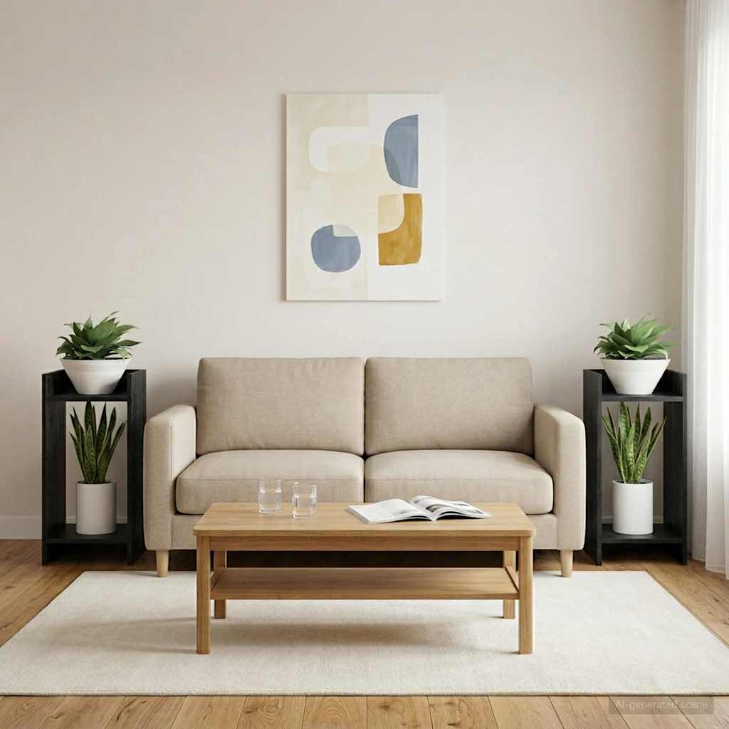 Pflanzenständer Schwarz Eichen-Optik 30 x 30 x 60 cm