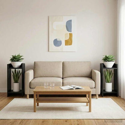Pflanzenständer Schwarz Eichen-Optik 30 x 30 x 60 cm