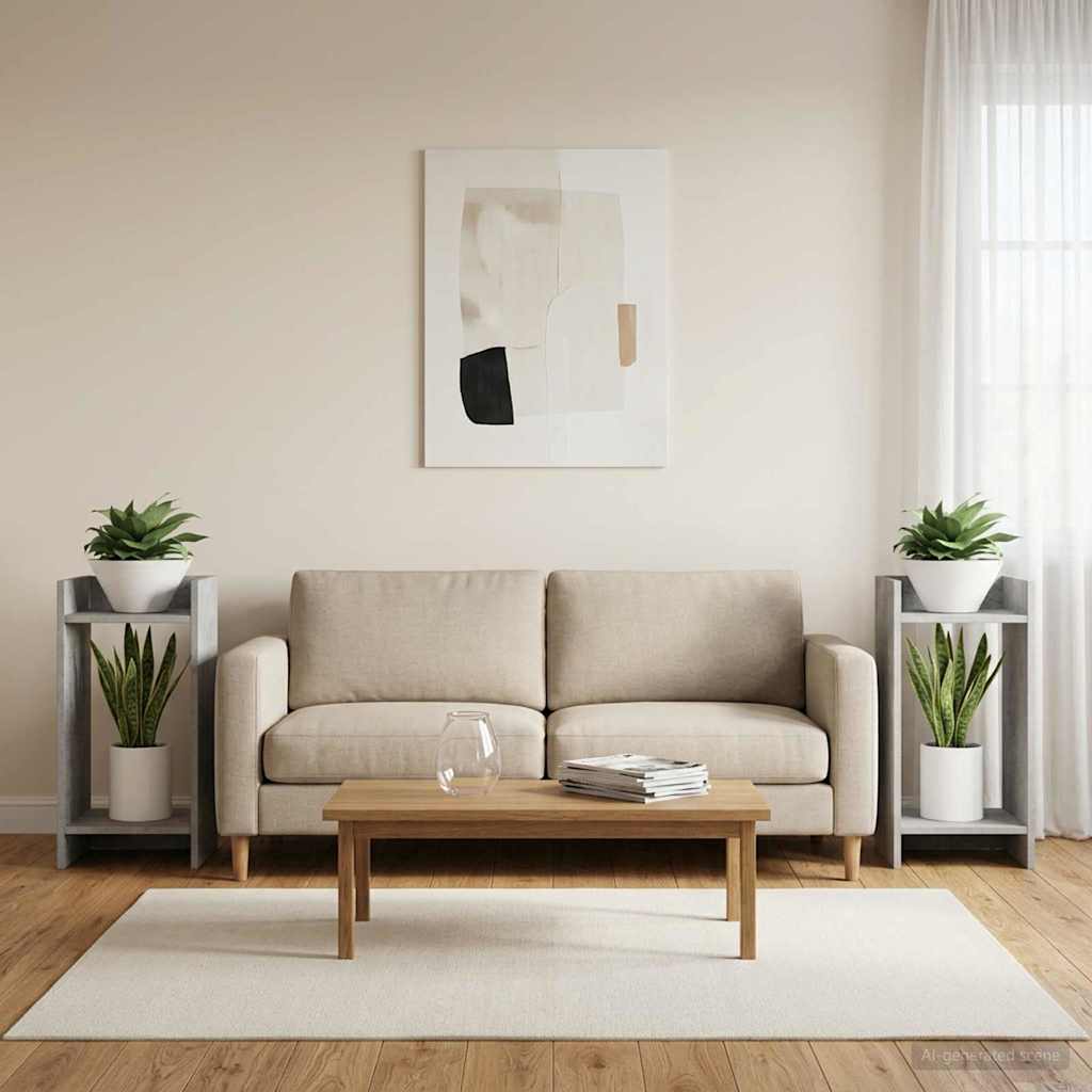Pflanzenständer 2 Stk. Betongrau 30 x 30 x 60 cm Holzwerkstoff