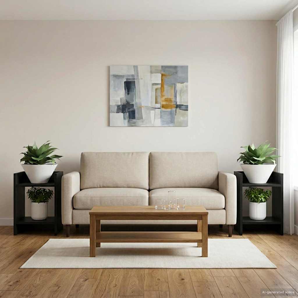Pflanzenständer 2 Stk. Schwarz Eichen-Optik 30 x 30 x 40 cm