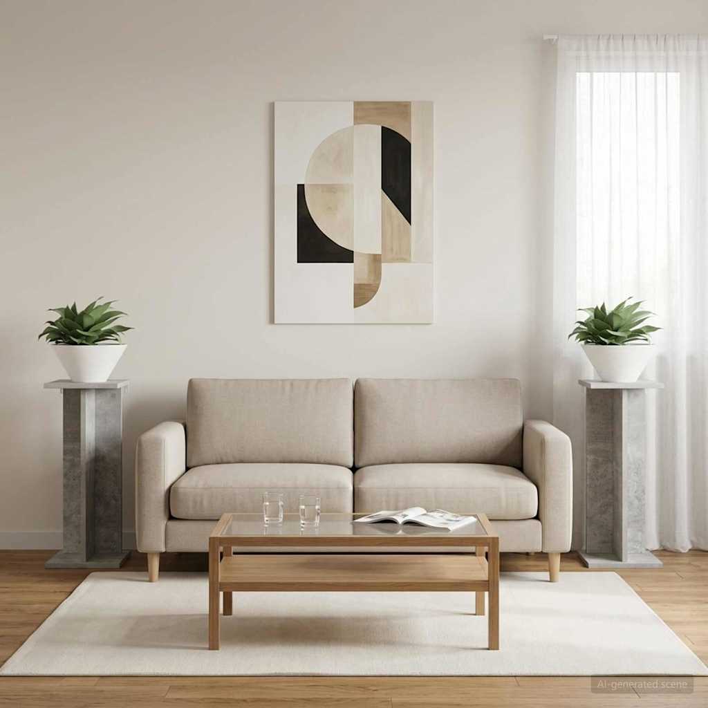 Pflanzenständer 2 Stk. Betongrau 25 x 25,5 x 60,5 cm