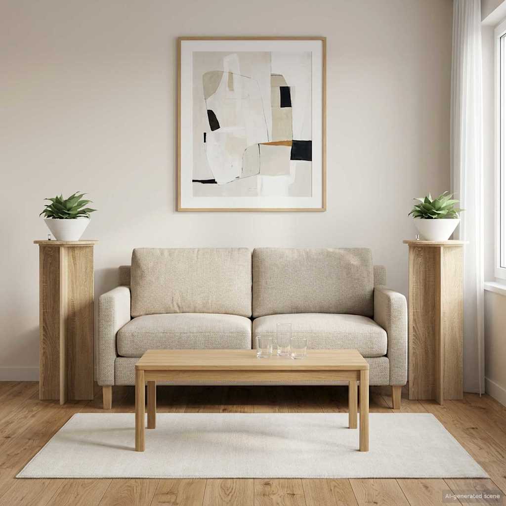 Pflanzenständer 2 Stk. Sonoma-Eiche Ø40 x 100 cm Holzwerkstoff