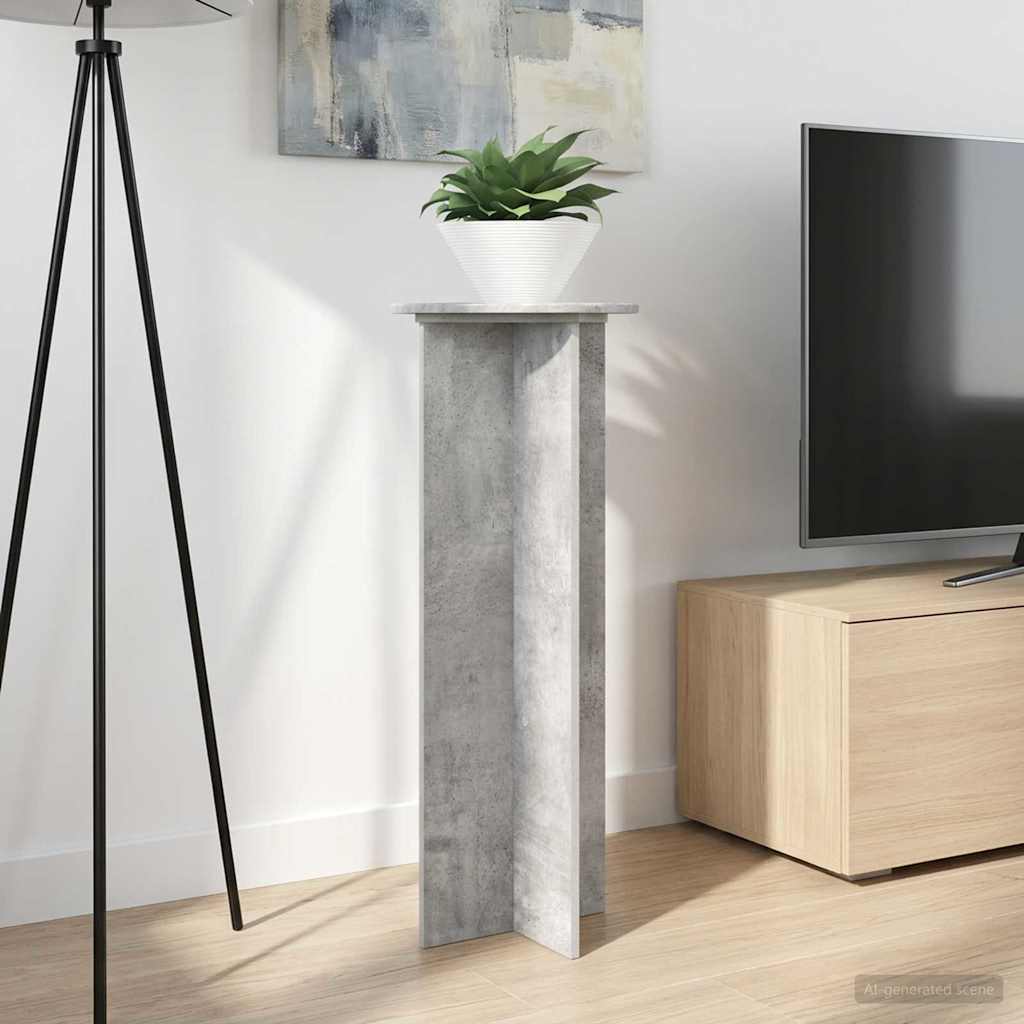 Pflanzenständer 2 Stk. Betongrau Ø40 x 100 cm Holzwerkstoff