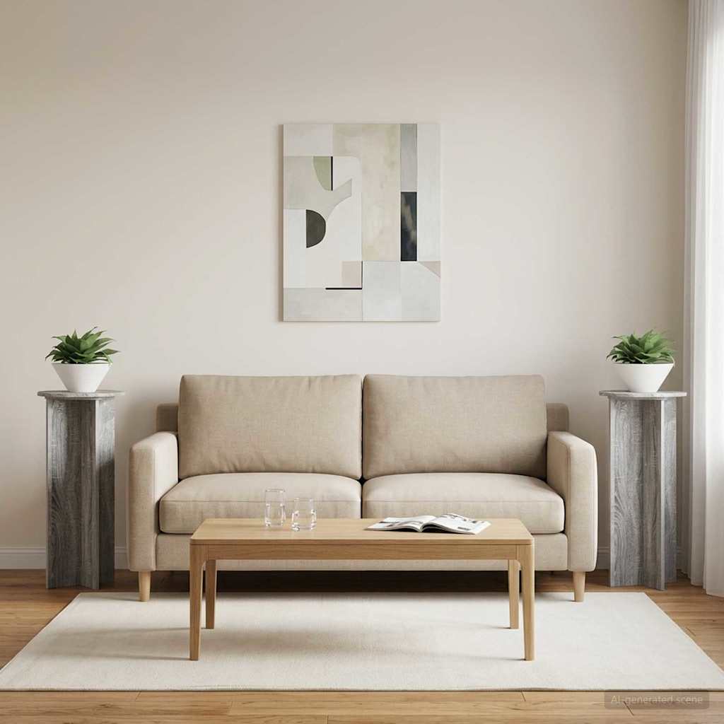 Pflanzenständer 2 Stk. Sonoma-Grau Ø40 x 100 cm Holzwerkstoff