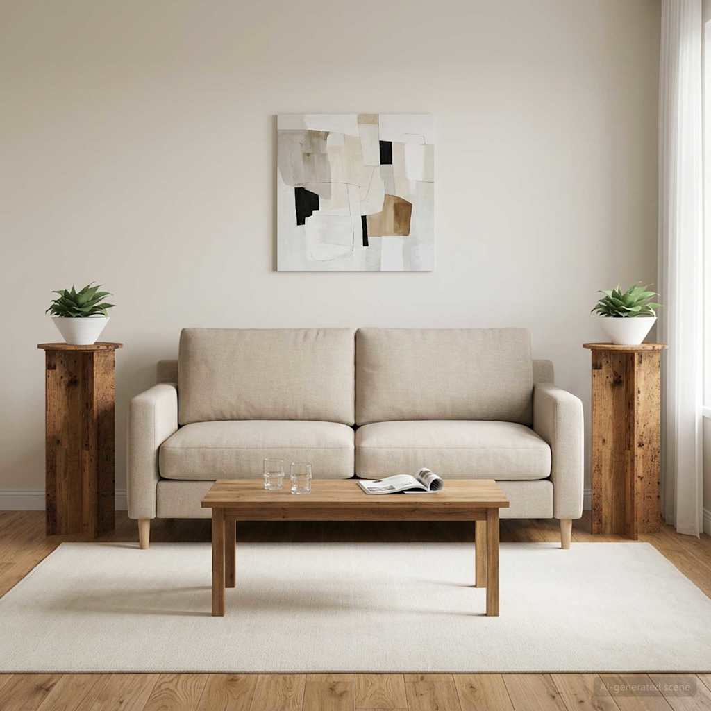 Pflanzenständer 2 Stk. Altholz Ø40 x 100 cm Holzwerkstoff