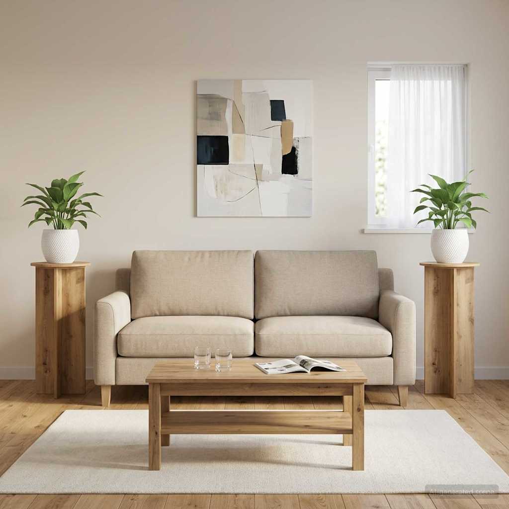 Pflanzenständer 2 Stk. Artisan-Eiche Ø40 x 100 cm Holzwerkstoff