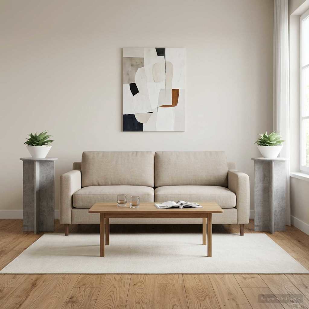 Pflanzenständer 2 Stk. Betongrau 40 x 40 x 80 cm Holzwerkstoff