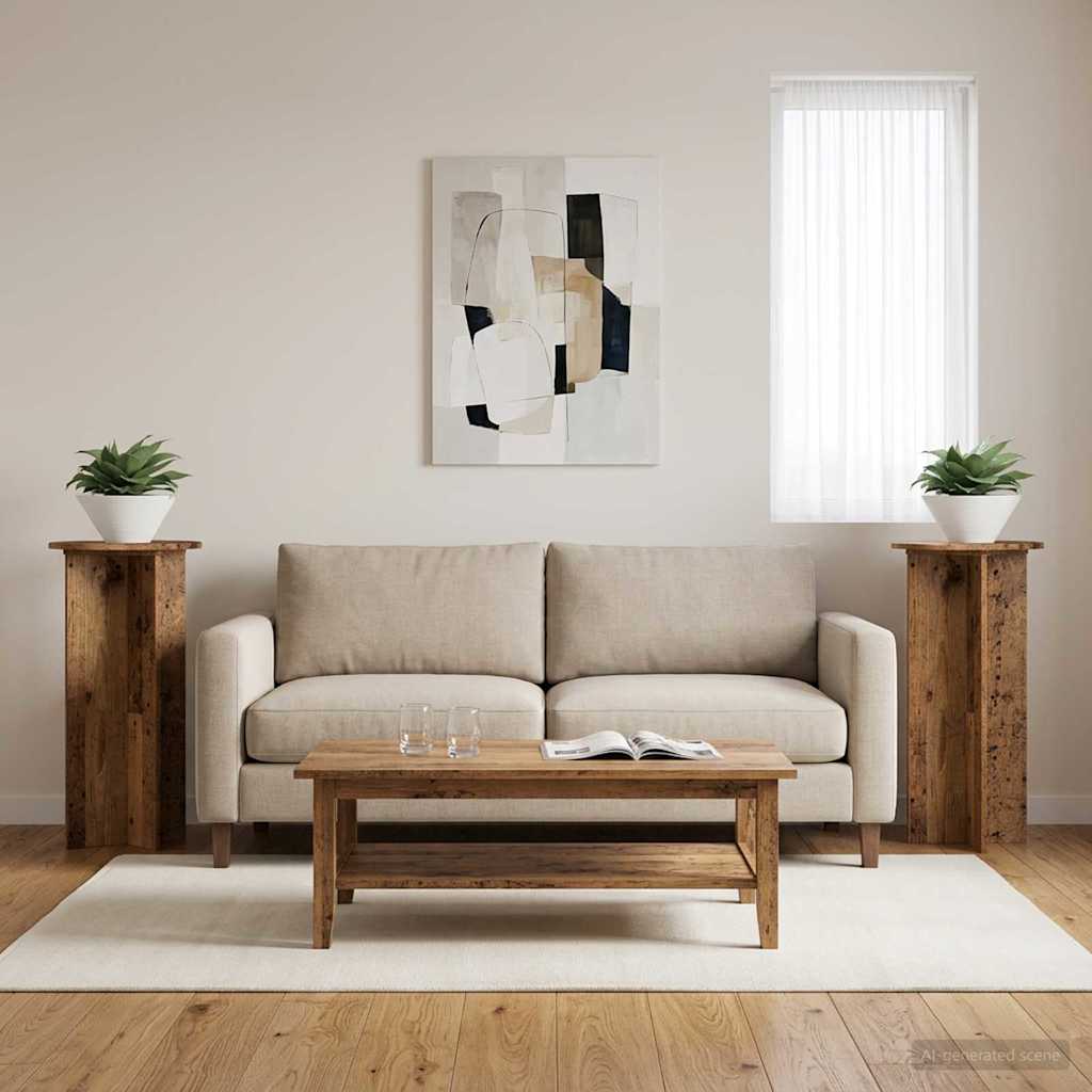 Pflanzenständer 2 Stk. Altholz 40 x 40 x 80 cm Holzwerkstoff