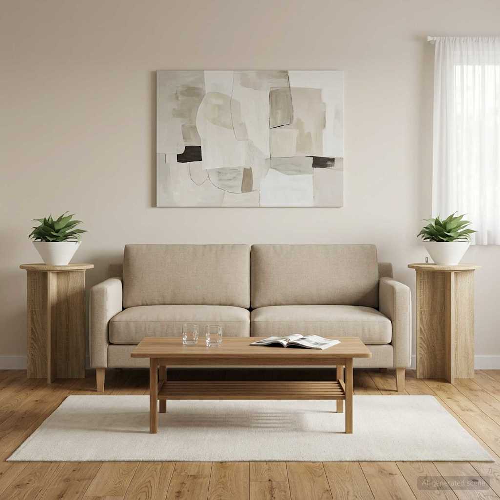 Pflanzenständer 2 Stk. Sonoma-Eiche Ø40 x 60 cm Holzwerkstoff
