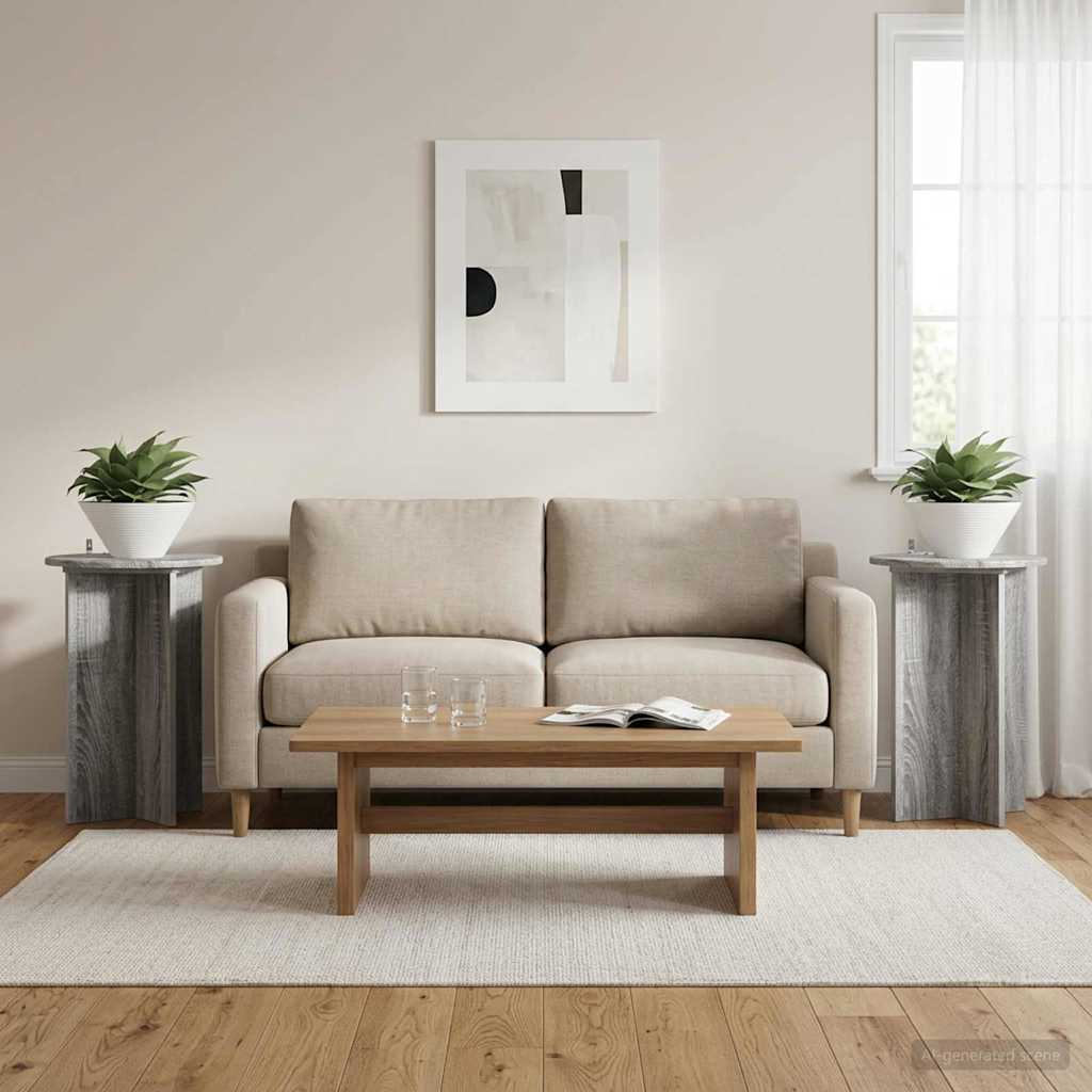 Pflanzenständer 2 Stk. Sonoma-Grau Ø40 x 60 cm Holzwerkstoff