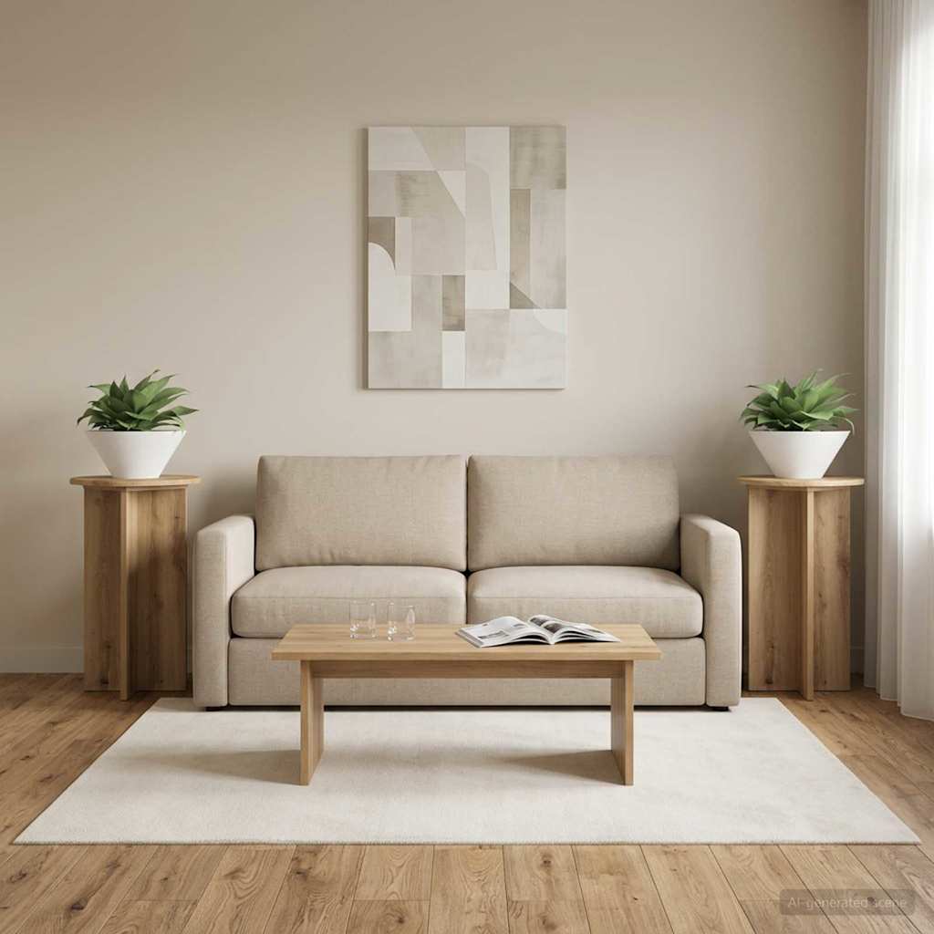 Pflanzenständer 2 Stk. Artisan-Eiche Ø40 x 60 cm Holzwerkstoff