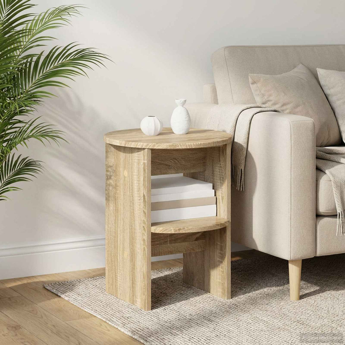 Seitenschrank 2 stk. Sonoma-Eiche Ø40 x 50 cm Holzwerkstoff