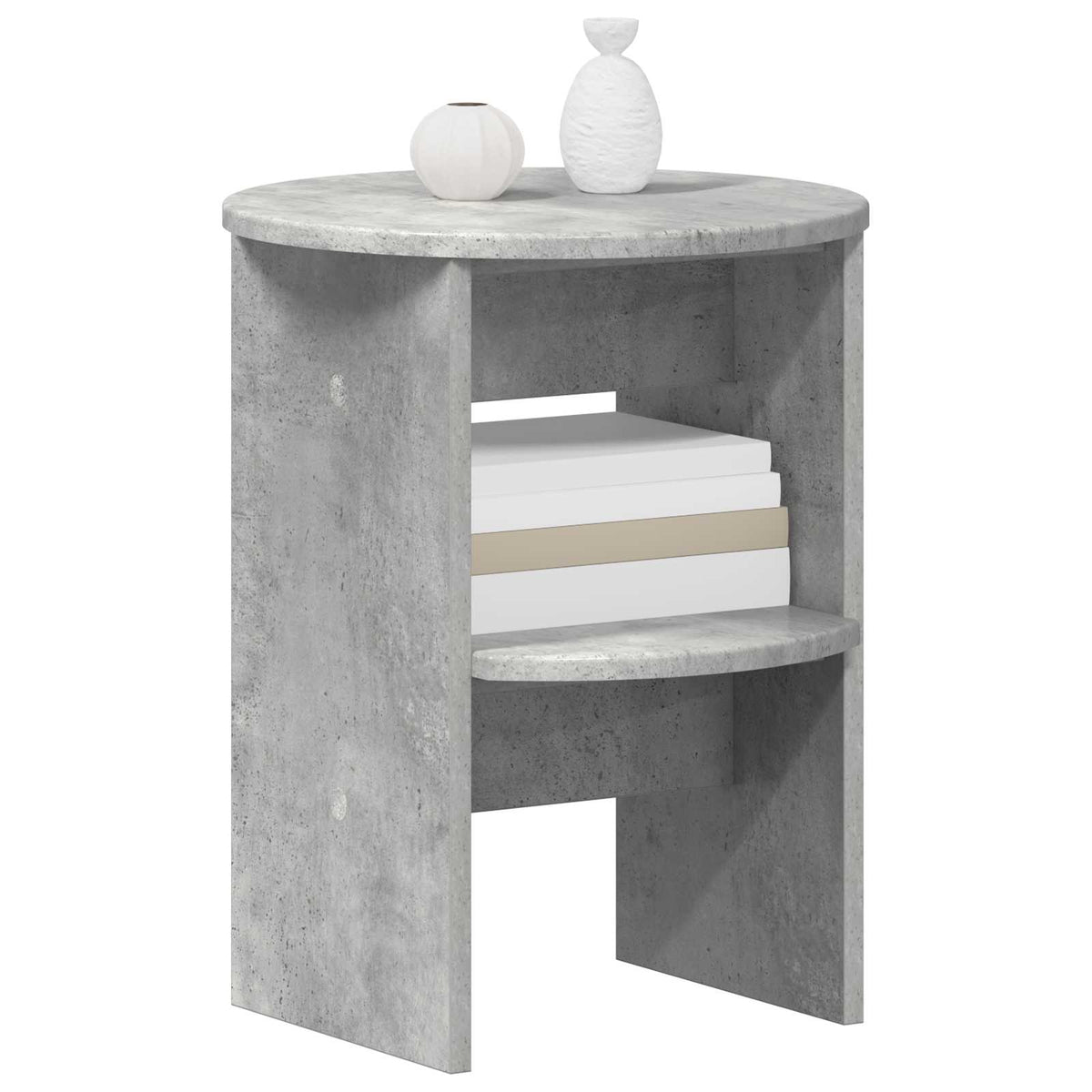 Seitenschrank 2 stk. Betongrau Ø40 x 50 cm Holzwerkstoff