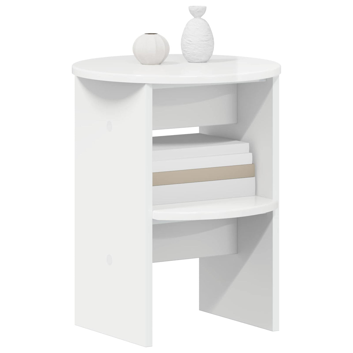 Seitenschrank Hochglanz Weiß Ø40 x 50 cm Holzwerkstoff