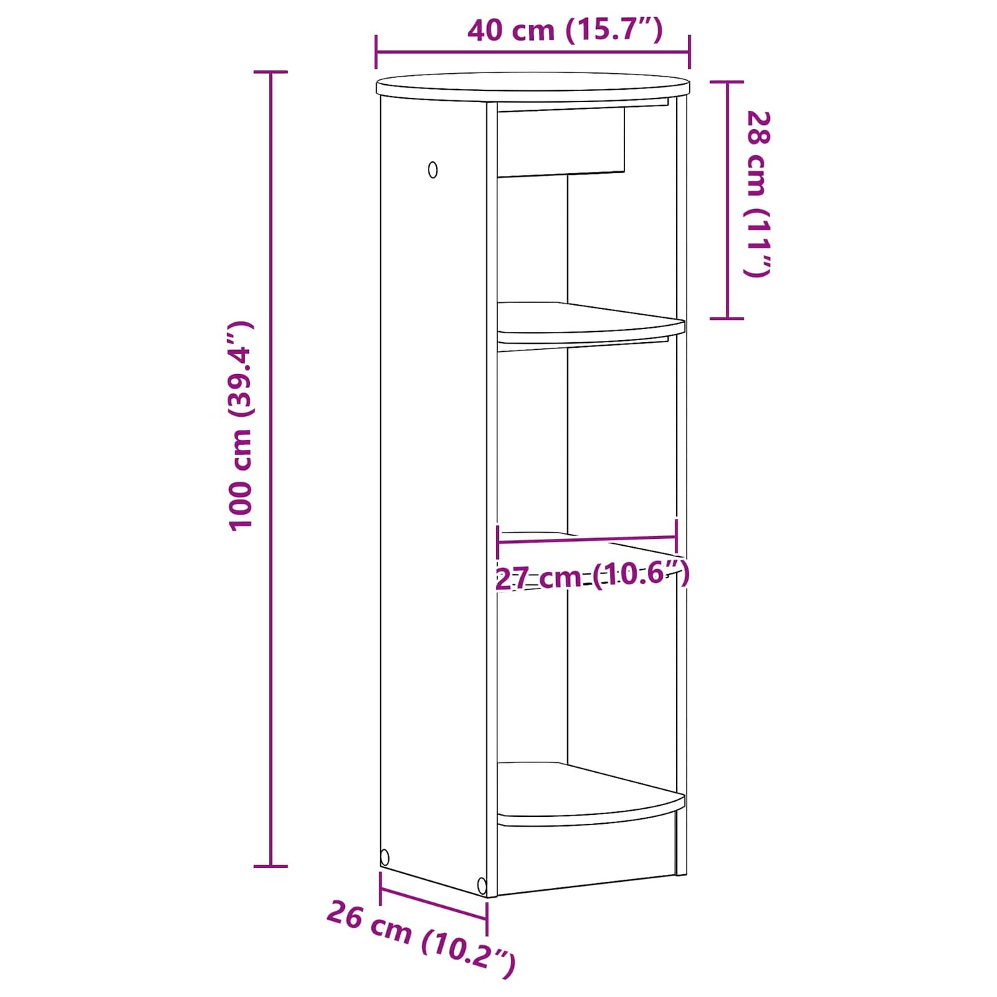Seitenschrank Hochglanz Weiß 40 x 40 x 100 cm Holzwerkstoff