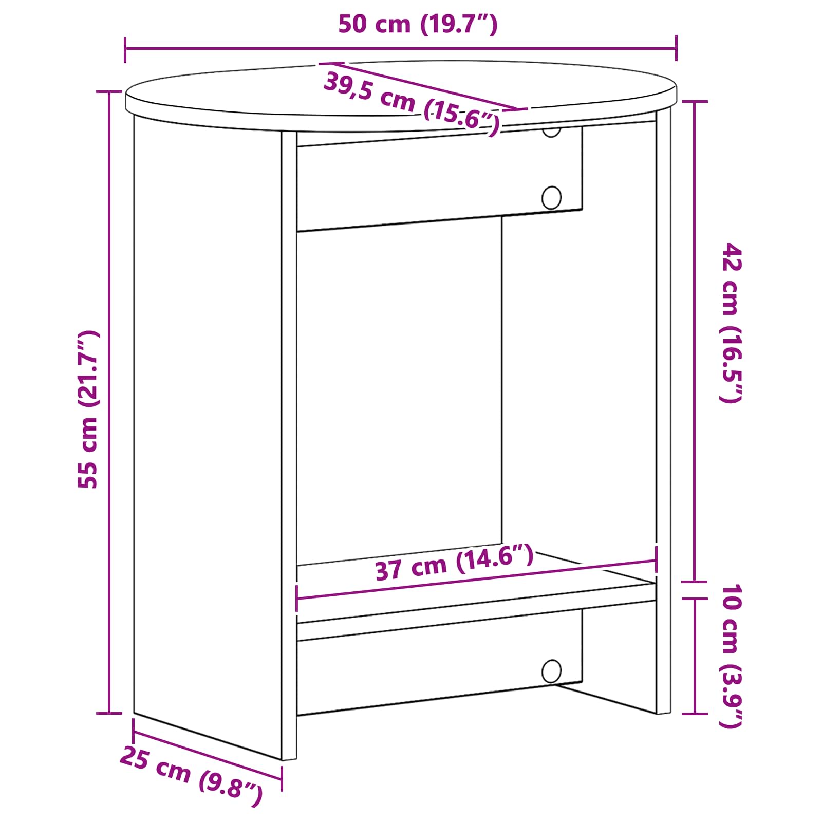 Beistelltisch Altholz 50 x 39,5 x 55 cm Holzwerkstoff