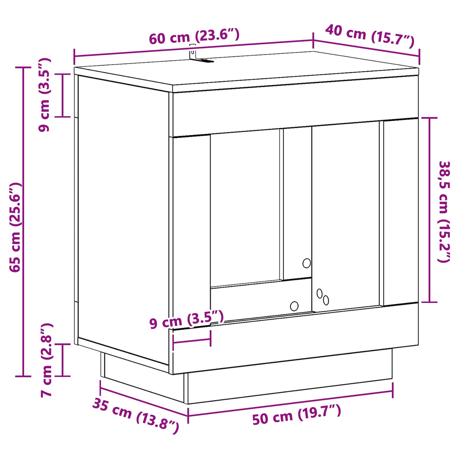 Beistelltisch Graues Sonoma 60 x 40 x 65 cm Holzwerkstoff