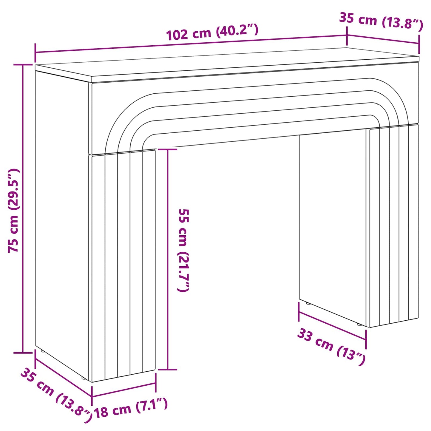Couchtisch Betongrau 102 x 35 x 75 cm Holzwerkstoff