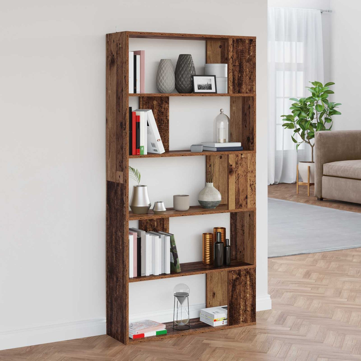 Bücherregal 80 x 24 x 159 cm Holzwerkstoff Altholz