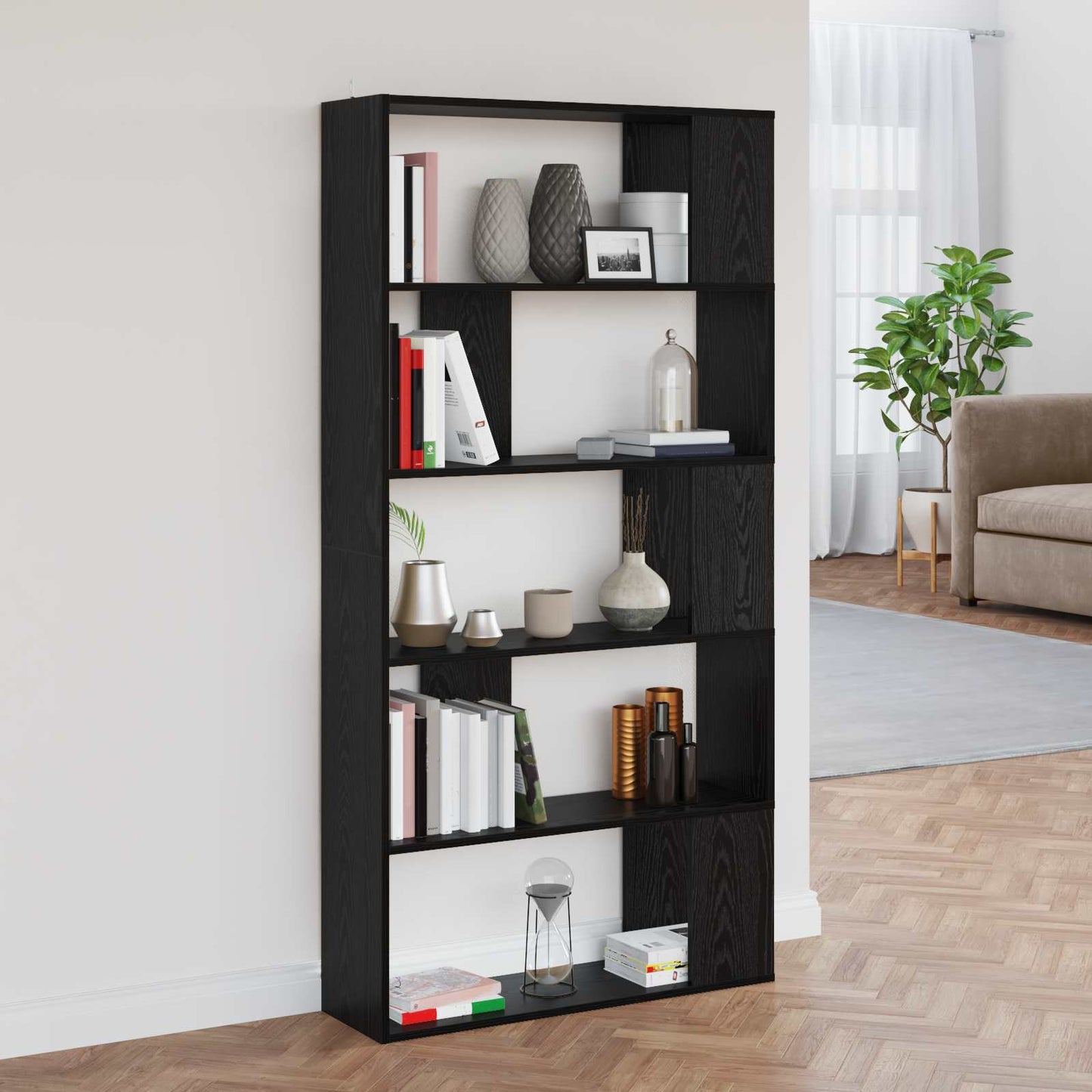 Bücherregal 80 x 24 x 159 cm Holzwerkstoff Schwarz Eichen-Optik