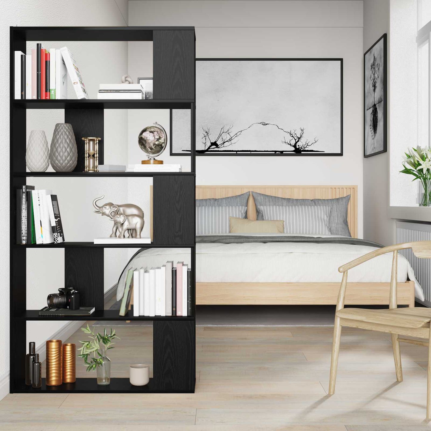 Bücherregal 80 x 24 x 159 cm Holzwerkstoff Schwarz Eichen-Optik