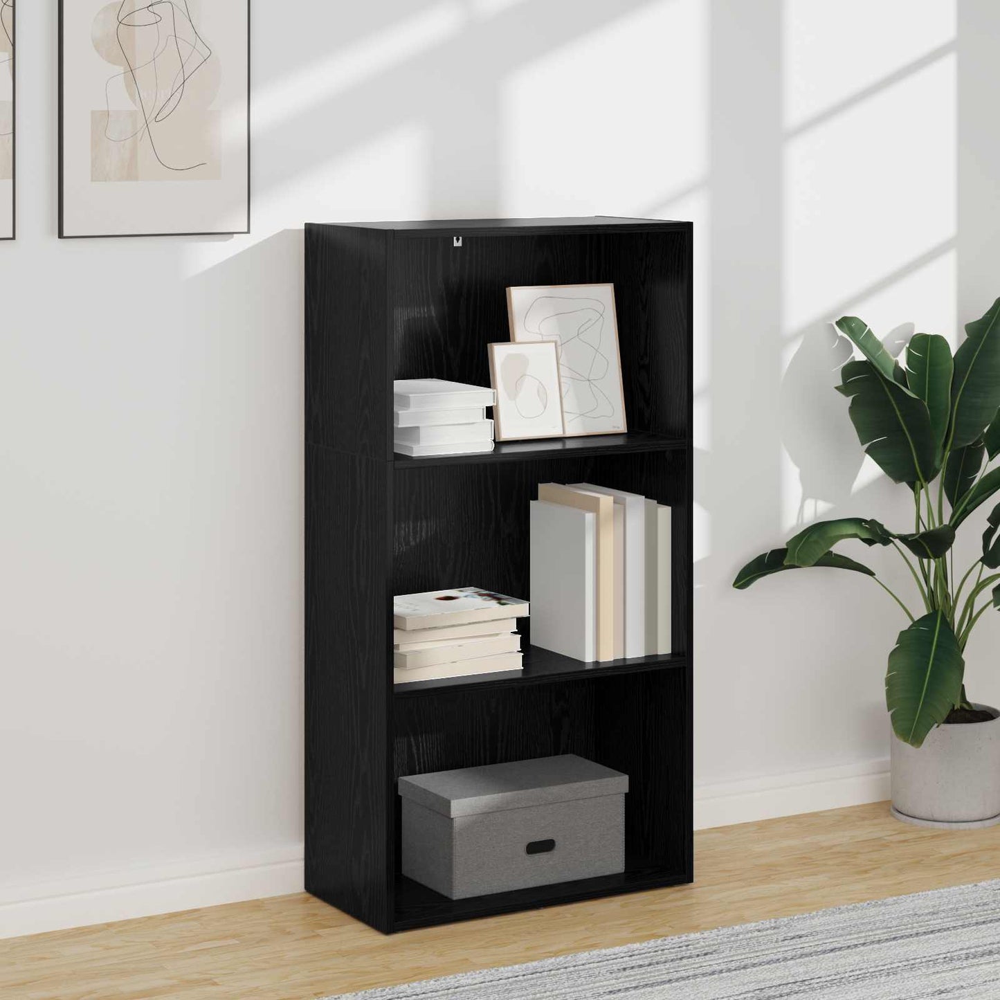 Bücherregal 60 x 30 x 114 cm Holzwerkstoff Schwarz Eichen-Optik