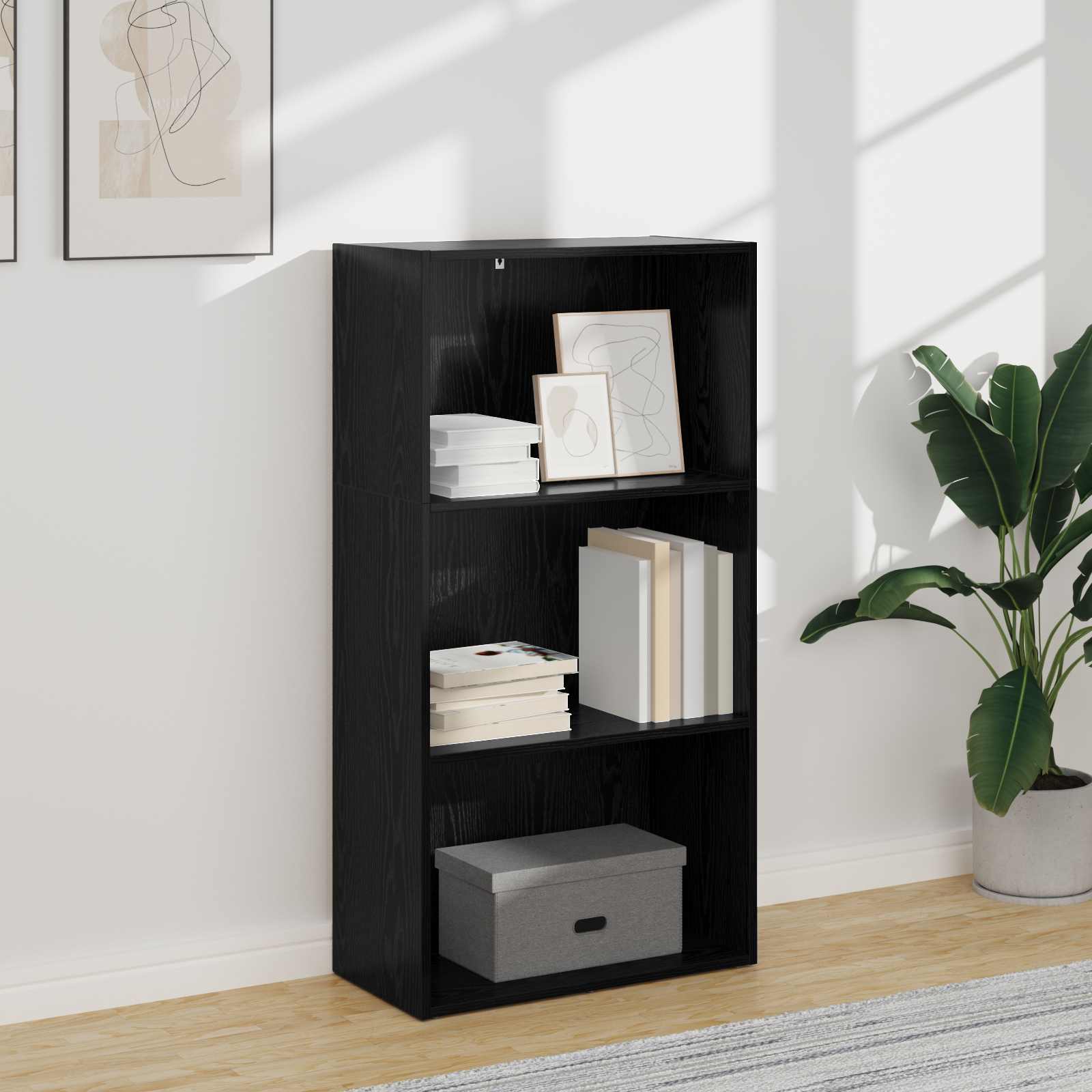 Bücherregal 60 x 30 x 114 cm Holzwerkstoff Schwarz Eichen-Optik
