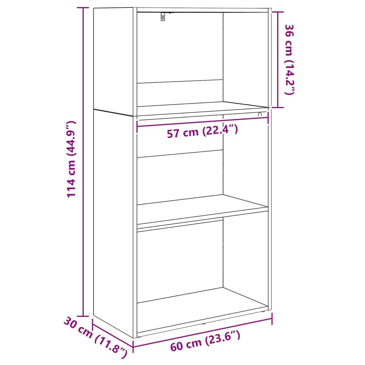 Bücherregal 60 x 30 x 114 cm Holzwerkstoff Schwarz Eichen-Optik