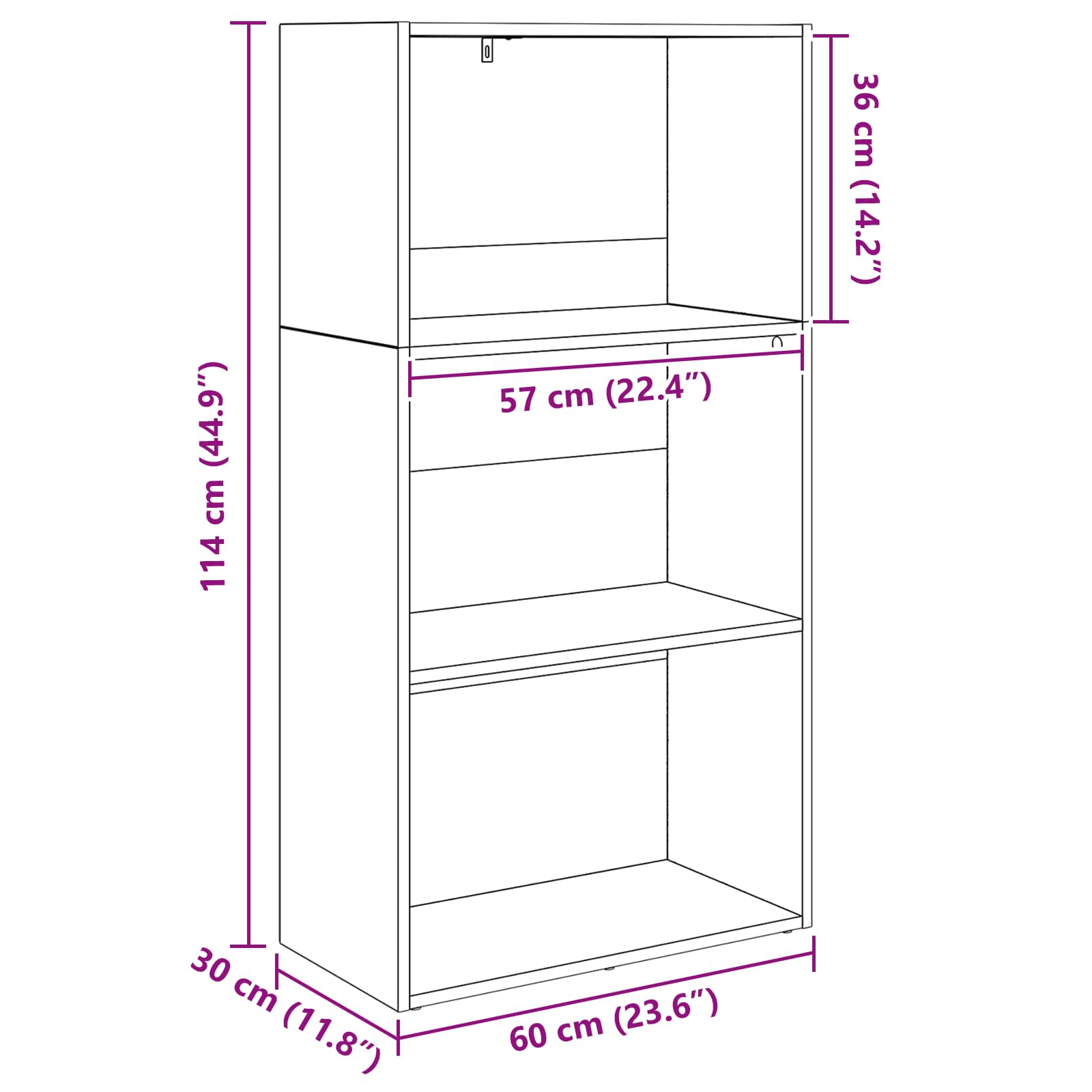 Bücherregal 60 x 30 x 114 cm Holzwerkstoff Schwarz Eichen-Optik