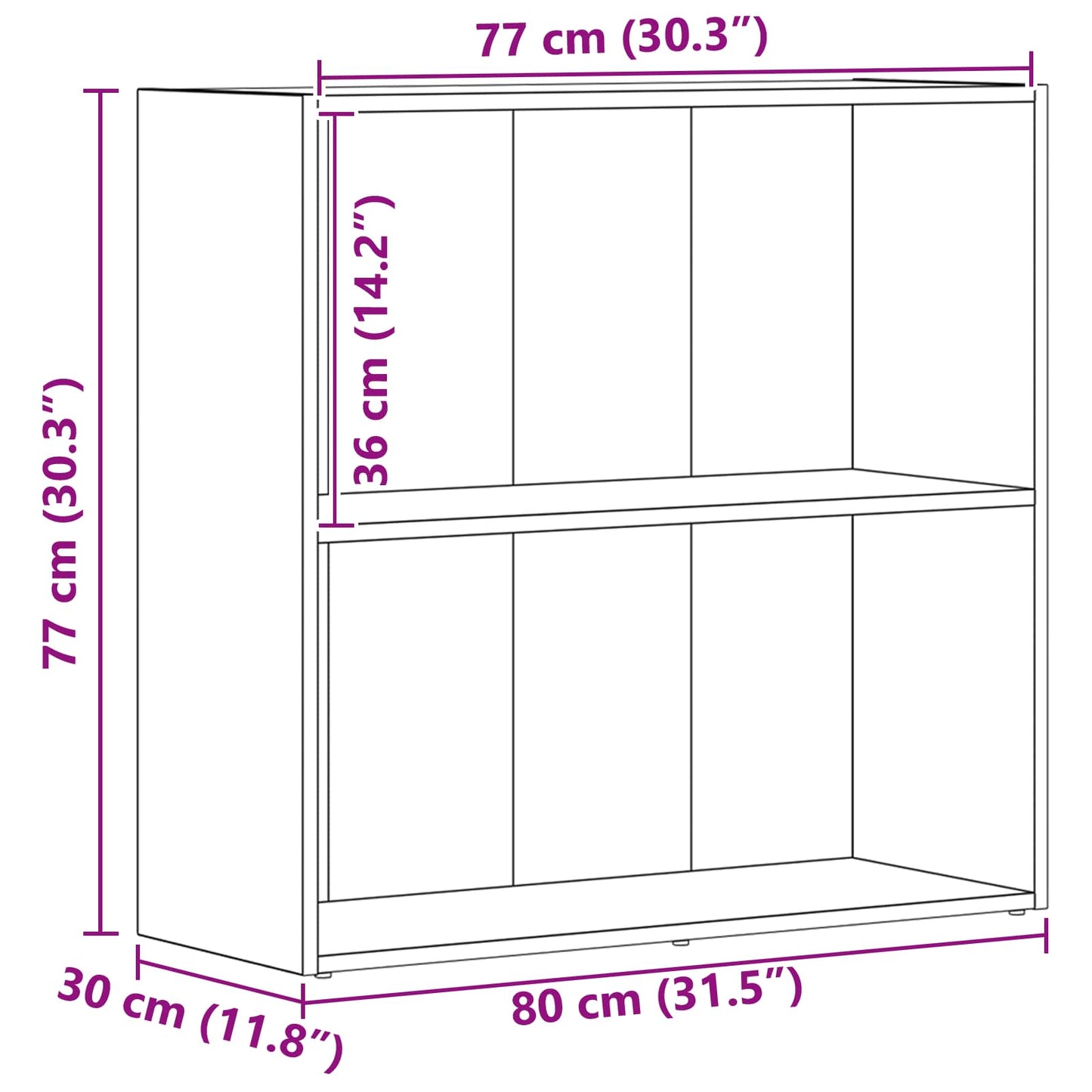 Bücherregal 80 x 30 x 76,5 cm Holzwerkstoff