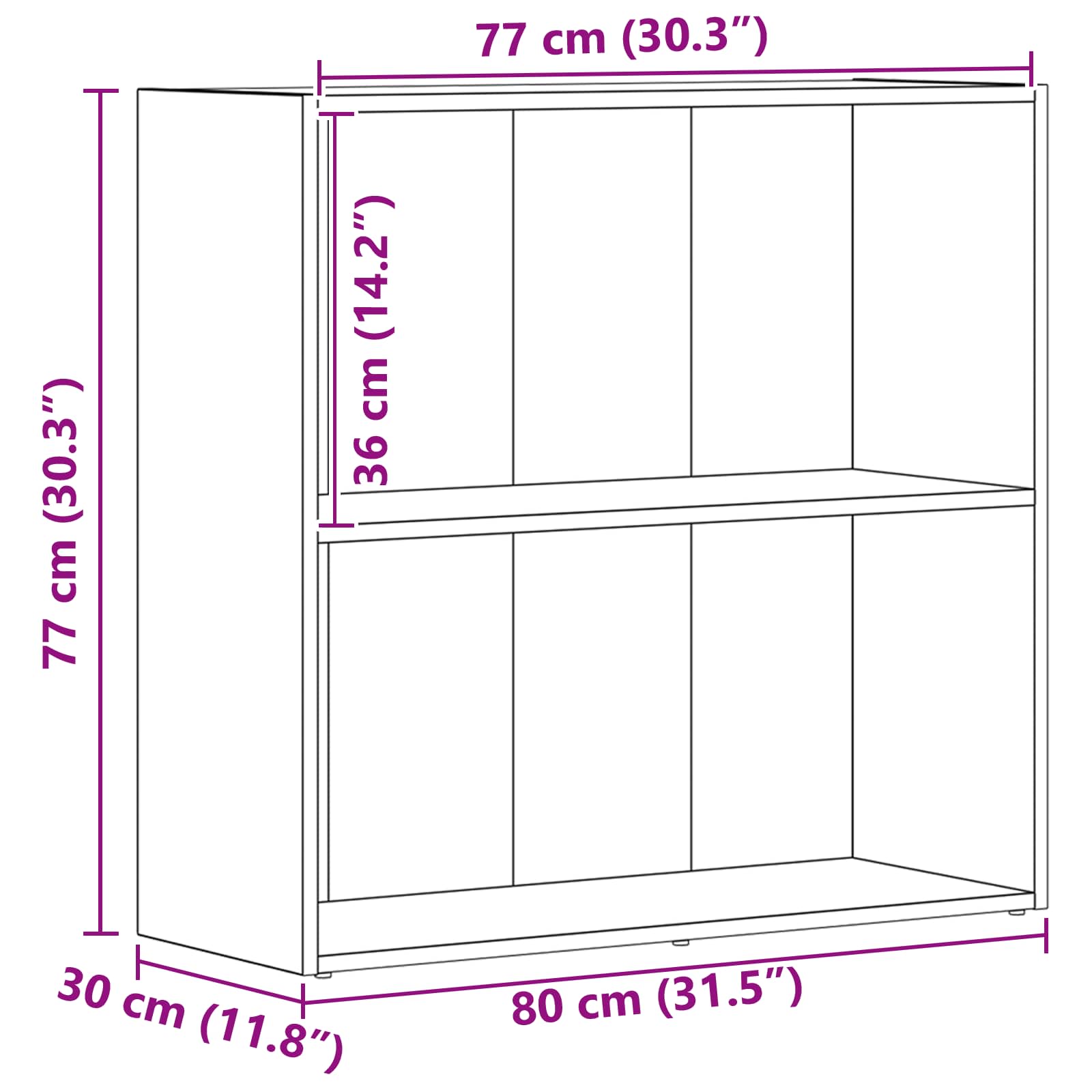 Bücherregal 80 x 30 x 76,5 cm Holzwerkstoff