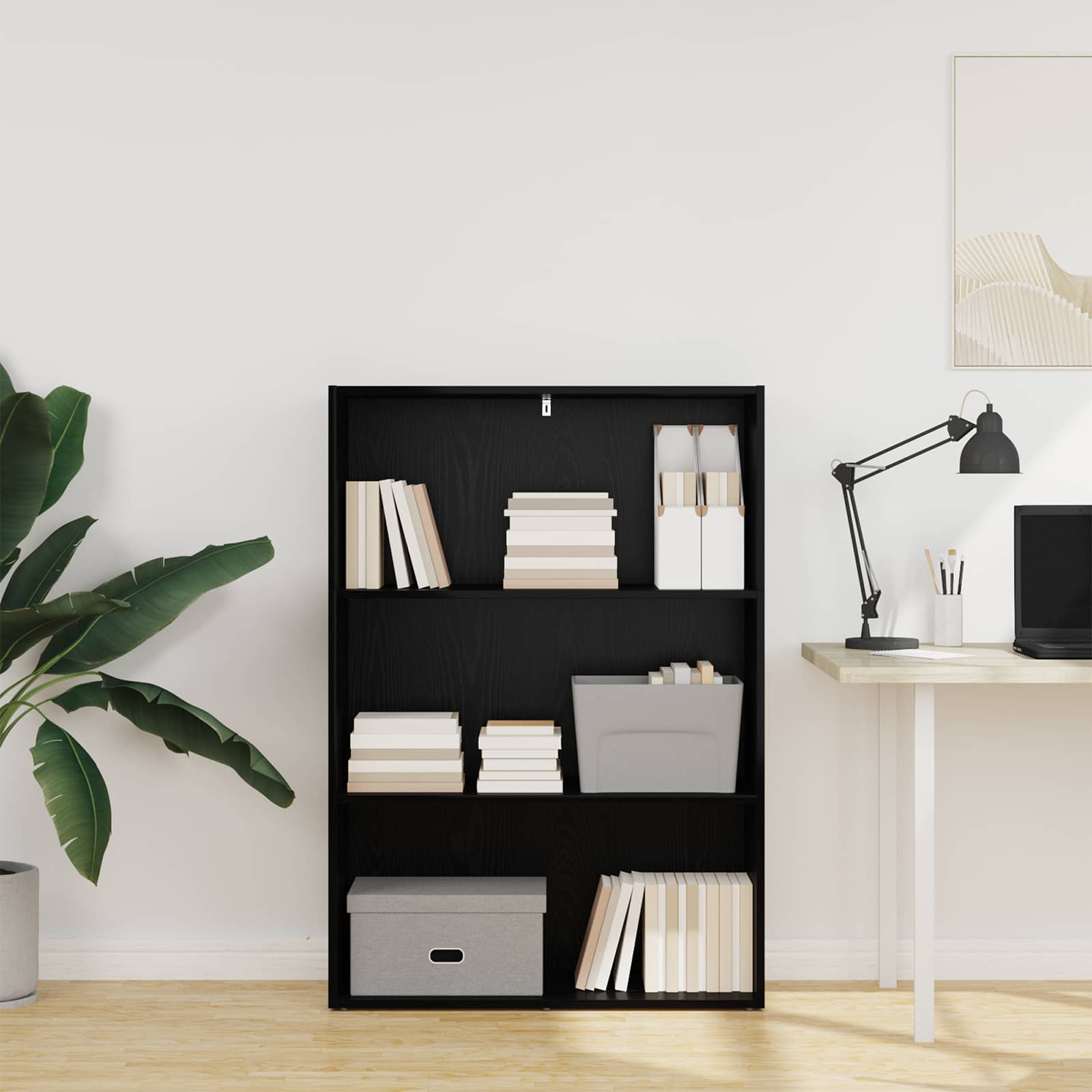 Bücherregal 80 x 30 x 114 cm Holzwerkstoff Schwarz Eichen-Optik