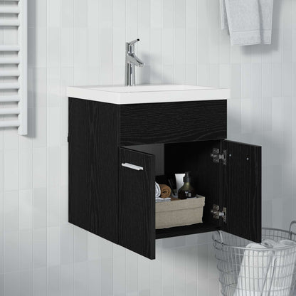 Waschbeckenunterschrank Schwarz Eichen-Optik 41 x 38,5 x 46 cm