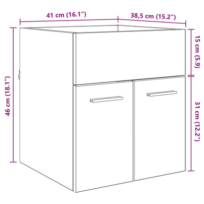 Waschbeckenunterschrank Schwarz Eichen-Optik 41 x 38,5 x 46 cm
