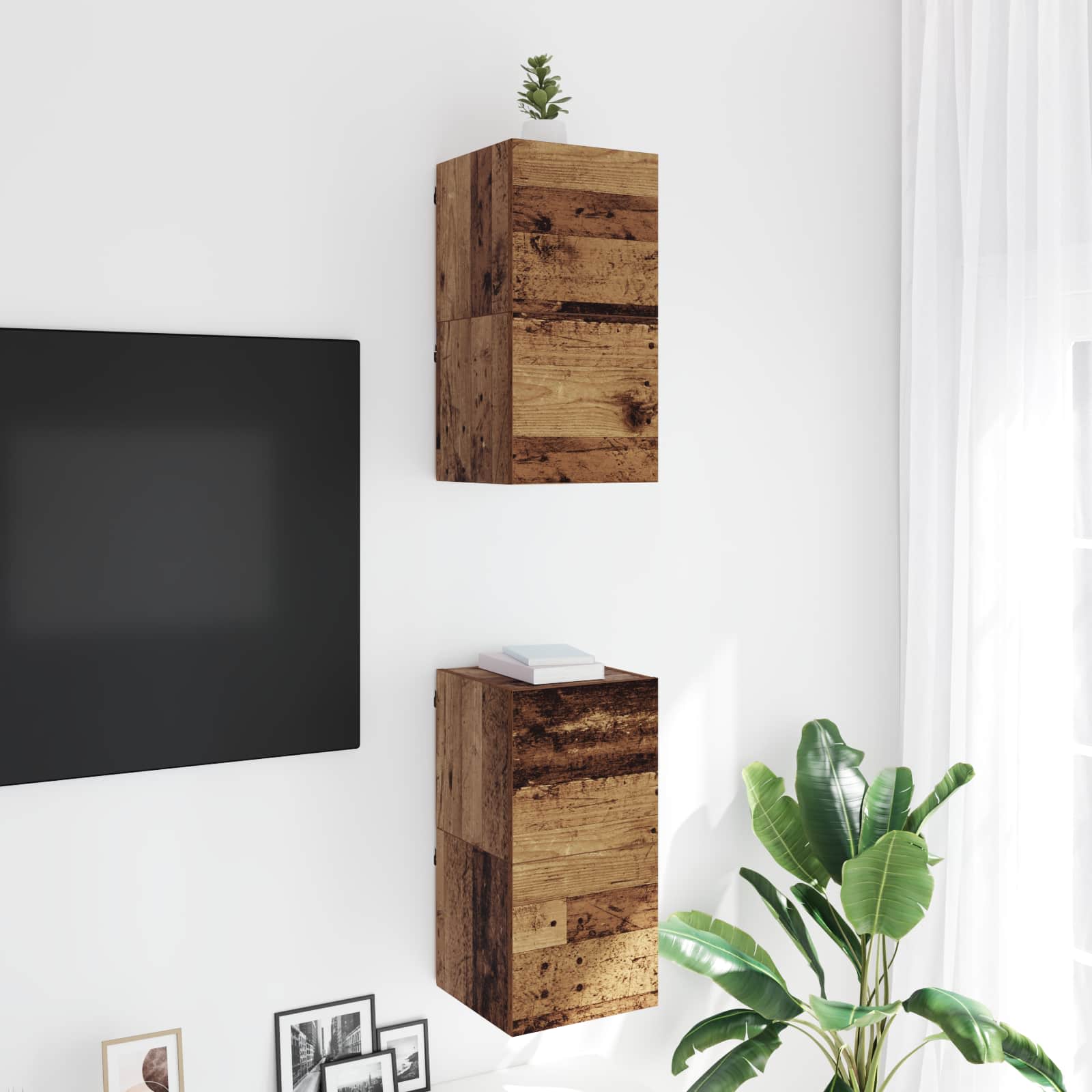 Wandmontiertes TV-Regal Altholz Holzwerkstoff
