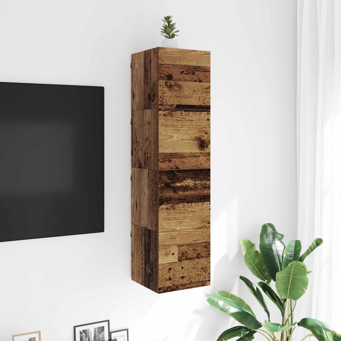 Wandmontiertes TV-Regal Altholz Holzwerkstoff
