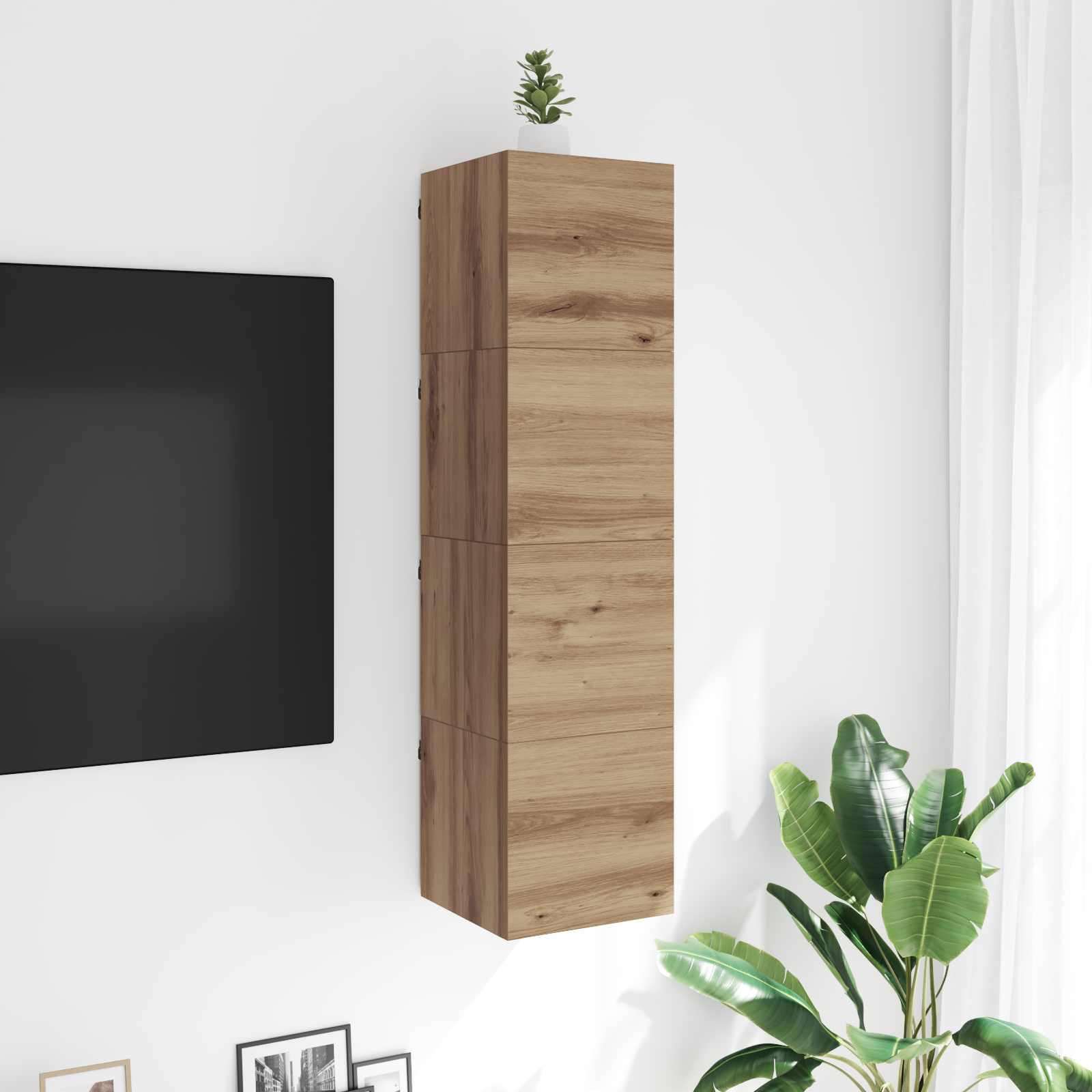 Wandmontiertes TV-Regal Artisan-Eiche Holzwerkstoff