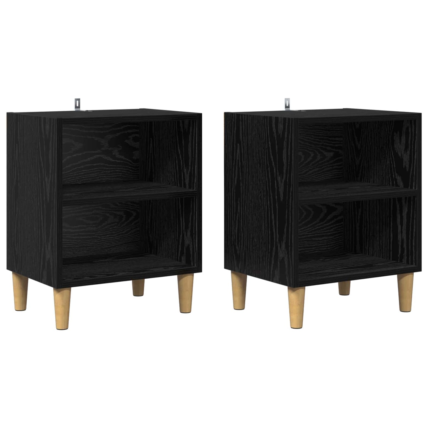Bettschrank 2 Stk. Schwarz Eichen-Optik 40 x 30 x 50 cm