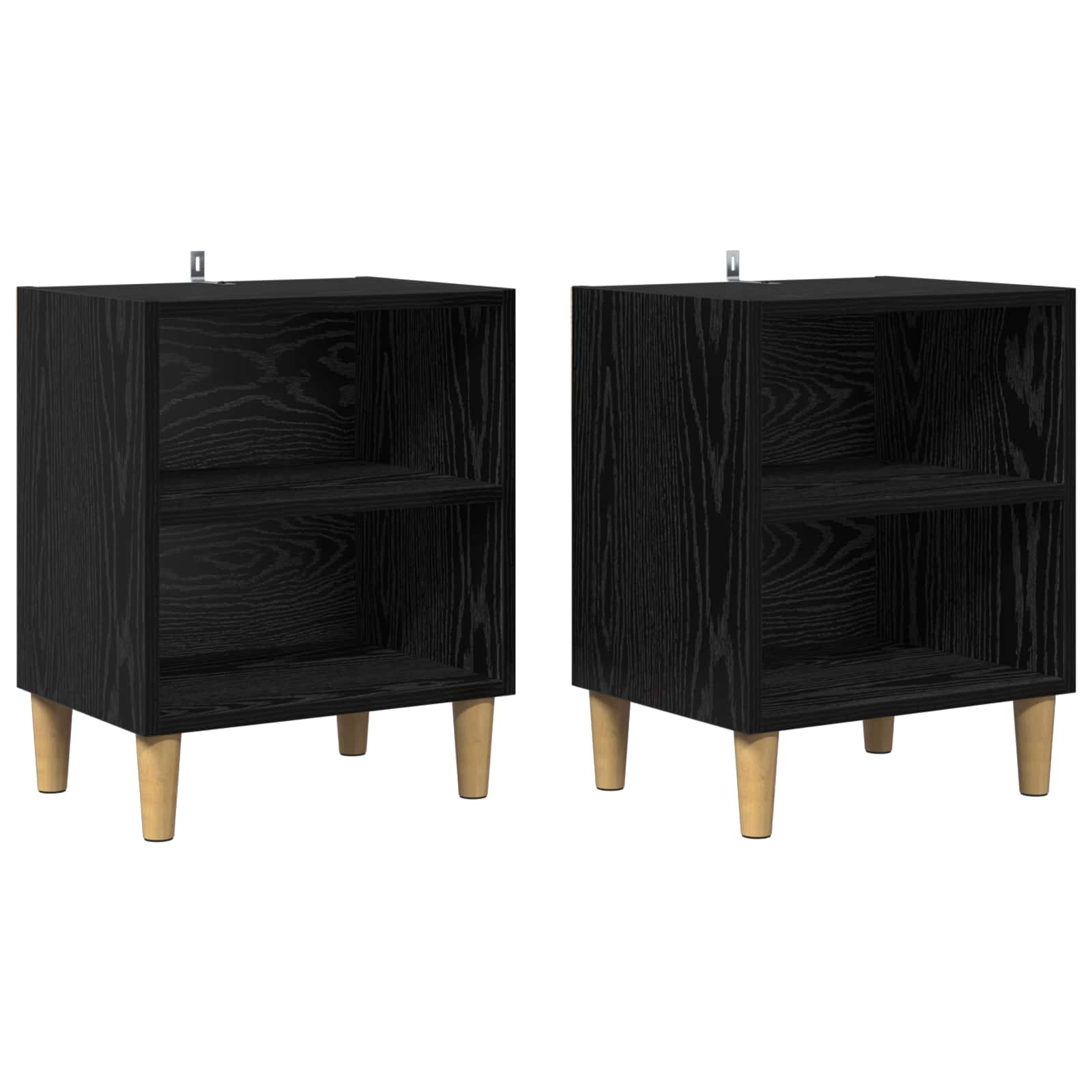 Bettschrank 2 Stk. Schwarz Eichen-Optik 40 x 30 x 50 cm