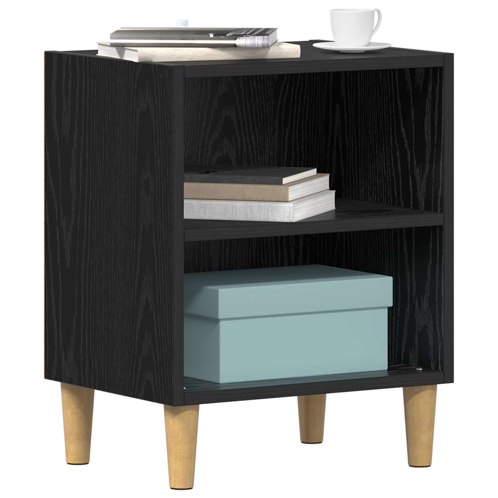 Bettschrank 2 Stk. Schwarz Eichen-Optik 40 x 30 x 50 cm