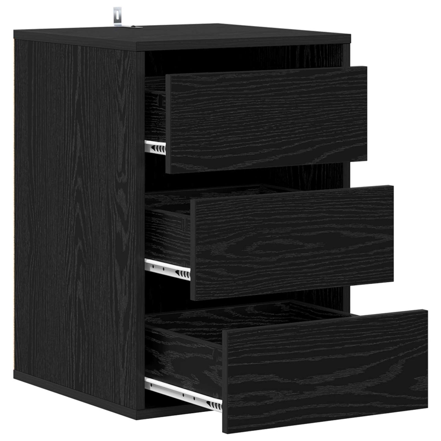 Schubladenschrank 3-Schublade Schwarz Eichen-Optik